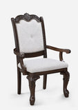 2pc Arm Chairs Beautifully Detailed Frames Luxurious Upholstery Coffee Brown Solid Wood Dining B2741P369414