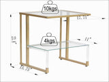 Golden Side Table, 2-Tier Acrylic Glass End Table for Living Room&Bedroom 26797916
