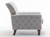 Patterned Polyester Blend Armchair, Solid Birch Wood Frame with Brown Tapered Legs, Foam Padded 18107990