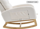 LY-5104 Plush Accent Rocking with Footrest, Cream White High-Back Rocker, Rubber Wood Lounge W2231P292976