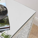 Inverted triangular mirror square, crystal diamond inlaid coffee, silver glass side W1005P189513