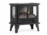 Mini Electric Fireplace Stove with 3D Flame, Timer and Remote, Black Double Door 69362552