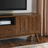 ZUN Mid Century Modern Fluted TV Stand for 65 inch TV, Entertainment Center with Storage, Farmhouse Wood W1801P195690