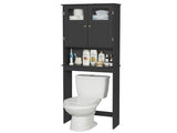 2-Door 3-Tier Toilet Cabinet MDF Melamine-Faced Bathroom Vanity 23.23*8.66*66.93in Black 11765770