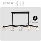 Matte Black Crystal Chandelier for Dining Room, 8-Light Kitchen Chandelier Light Fixture Modern W1592P231609