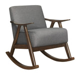 Modern Home Furniture 1pc Rocking Chair Gray Fabric Upholstered Dark Walnut Finish Wood Cushion Seat B011P255260