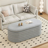 Storage Chenille Ottoman Bench Upholstered Fabric Storage Bench End of Bed Stool with Safety Hinge W2336P251244