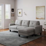 ZUN Living Room Furniture with Polyestr Fabric L Shape Couch Corner Sofa for Small Space Grey W1097P178037