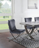 Glam Gray Velvet 2pcs Side Chairs Button-Tufted Chrome Frame Upholstered Dining Chairs Furniture Set B011P208972