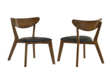 Set of 2 Dining Chairs With Black Leatherette Seat, Dark Walnut B016P368770
