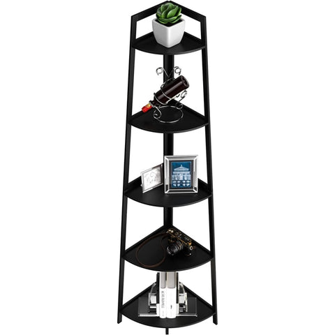 ZUN WTZ Corner Shelf 70 Inch Tall 5- Tier Industrial Corner Bookcase Corner Ladder Shelf Small 24351426