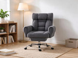 Reclining Cross Back Office Chair, Wide Seat Desk Chair with Flip-Up Armrests & Footrest, Dark Gray 26387151