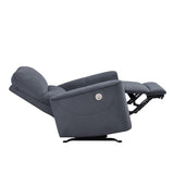 Modern Living Room 1pc Power Rocker Reclining Chair Dark Gray Velvet Upholstery Solid Wood Frame B011P204079