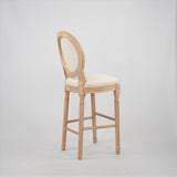 Hengming French Country Wooden Barstools With Upholstered Seating , Beige and Natural,set of 2 W212P185932