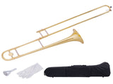 Beginner Jazz B-Flat Tenor Trombone Gold Lacquer W/ Backpack Case Cleaning Kit Gloves 21465000