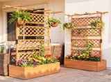 72" Raised Garden Bed with Lattice Trellis, 4.8 Cu.Ft Fir Wood Planter Box with Drainage Holes for 95390124