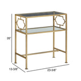 Grifton Rectangular Antique Gold Metal and Glass Accent Table B050P364437