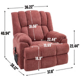 Dual Motor Heat Massage Infinite Position Up to 350 LBS Electric Power Lift Recliners with 15214958