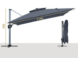 11FT Patio Umbrella Outdoor Square Double Top Umbrella in Gray T3609P347438