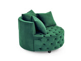 Velvet Upholstered Swivel Chair for Living Room, with Button Tufted Design and Movable Wheels, W48790919