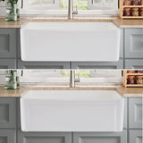 ZUN 30 x 20 inch ceramic Farmhouse Apron-Front Kitchen Sink Single Bowl White JY285R