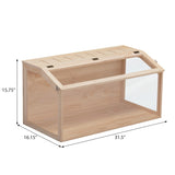 ZUN Wooden Hamster Cage Small Animals House, Acrylic Hutch for Dwarf Hamster, Guinea Pig, Chinchilla, W2181P152982