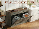 Tilt Out Trash Can Cabinet for Kitchen, Double 10-Gallon Hidden Trash Cabinet with Drawer, Farmhouse 66285862
