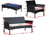 4 PC Rattan Patio Furniture Set Outdoor Patio Cushioned Seat Wicker Sofa W209P149123