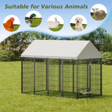 Large Dog Kennel Outdoor Pet Pens Dogs Run Enclosure Animal Hutch Metal Coop Fence with Roof Cover. W1820P296149