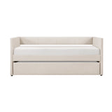 1pc Daybed with Trundle Beige Fabric Upholstery Wooden Frame Modern Home Furniture B011P256686
