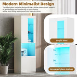 ON-TREND High Gloss Storage Cabinet with LED Lights, 67" Tall Pantry Cabinet with Acrylic Door, N721P192842K