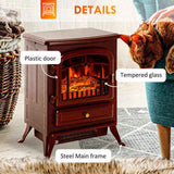22" Electric Fireplace Heater, Freestanding Fire Place Stove with Realistic LED Flames and Logs, and 13981380