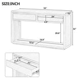 55" Console, Rustic Wooden Entryway with Storage Drawers and Open Shelf, Elegant Sofa 66076097