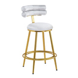 27.65'' Modern Counter Stools Set of 2,Light gray velvet Counter Stools with iron Frame,Soft back N780P194940W