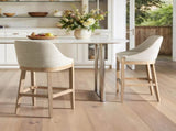 Newport 30.5" Coastal Curved Back Upholstered Barstool, Two-Tone Neutral Gray Polyester Wool Blend B2719P391775