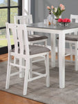 ZUN White Solid wood 5pc Counter Height Dining Set Table 4x Gray Linen Like Fabric Cushions Seats B011P230002