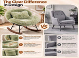 25.59"W x 33.66"D x 29.53"H Indoor Plush Rocking Chair, Soft Fluffy Lounge Rocker with White Metal 96056141