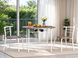 1 Table 2 Chairs Table Set, Oval Tabletop, MDF & Metal Frame, KD Assemble 25841505