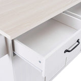 K&K Kitchen Island with Trash Can Storage Cabinet, Kitchen Cart with Drop Leaf, Spice, Towel WF326381AAW