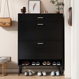 ZUN Shoe Cabinet , Shoe storage shelves, Black 08448154