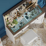 ZUN 43.3"Makeup Vanity Table, Makeup Table with Large Mirror and LED Light Strip, Brightness Adjustable, 31251505