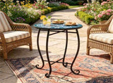 14" Metal Side Table, Indoor Outdoor Decorative End Table X-Base Heavy Duty Plant Stand for Patio 88244850