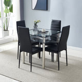 4pcs Elegant Assembled Stripping Texture High Backrest Dining Chairs BlackReplace 69148825