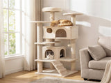 52" Tall Cat Tree Tower with Perches & Condos, Multi-Cat Playground with Scratching Posts 18176917
