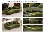 LY-049S Curved Modern Boneless Sofa Loveseat, Backrest Upgrade, 2-Seater Green Chenille Compression W2231P402441