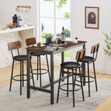 ZUN Bar Table Set with 4 Bar stools PU Soft seat with backrest, Rustic Brown, 47.24'' L x 23.62'' W x 95674691