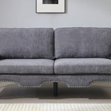 80-Inch Modern Velvet 3 seat Sofa with Wooden Legs & Crystal button and Copper Nail, Tufted W1117P268793