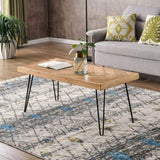 ZUN Modern Coffee Table, Easy Assembly Tea Table, Cocktail Table with w/Chevron Pattern & Metal Hairpin 82370440