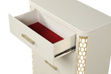 Jasmine 5-Drawer Chest with side LED Lightning made with Wood in Beige 659436285736