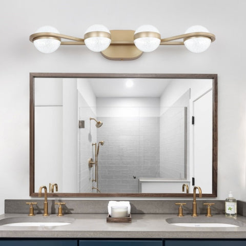 ZUN (Same as W134067503/L2001) Modern Minimalist Gold Bathroom Vanity Light, 4 Bulb Acrylic Shades, Wall W1340P206795